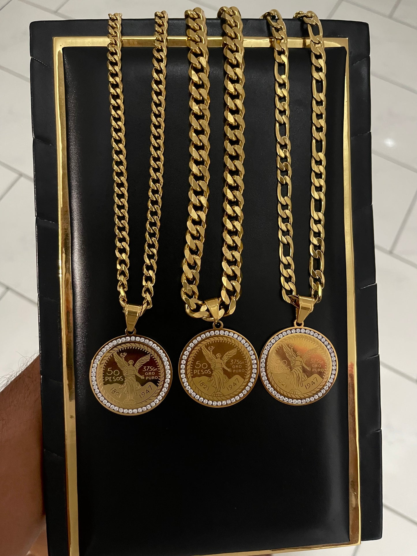Centenario Dorado Premium con Cadena 14k 10mm