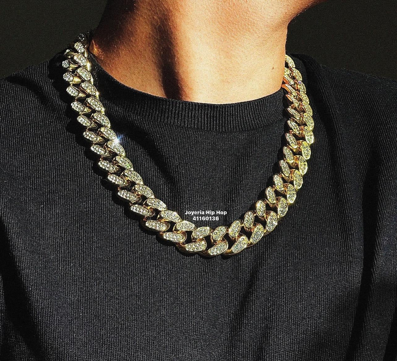 Cadena Cubana Dorada Gruesa 20mm