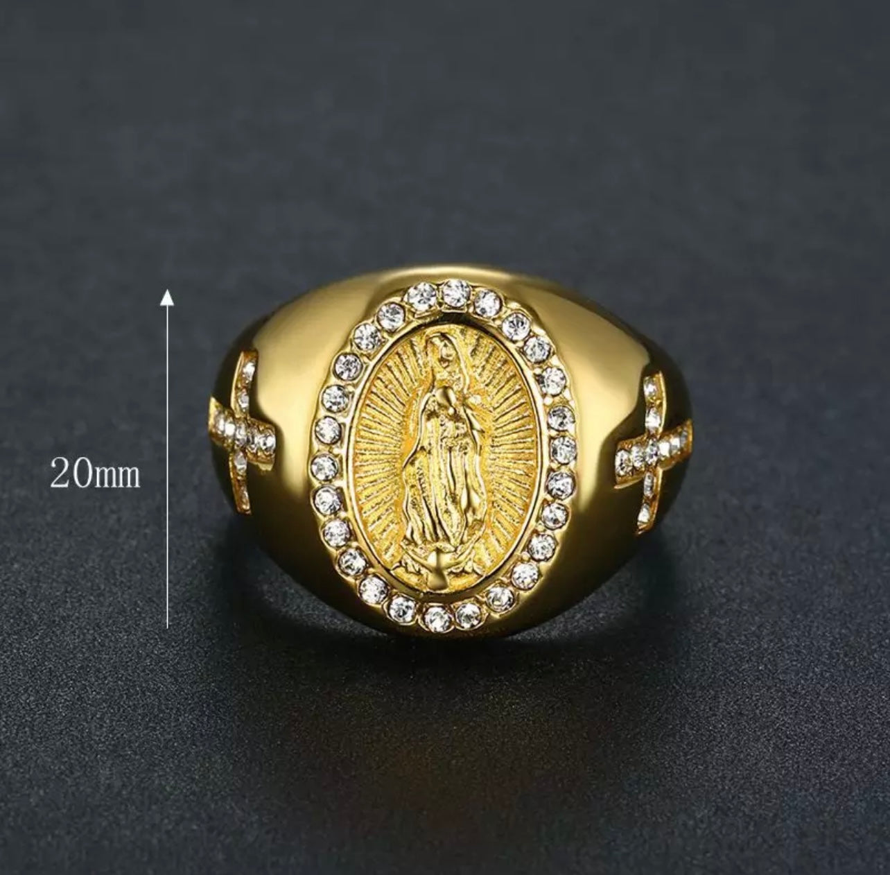 Anillo Virgen Diamantado Dorado