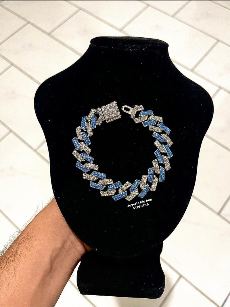 Pulsera Zig Zag Plata Azul