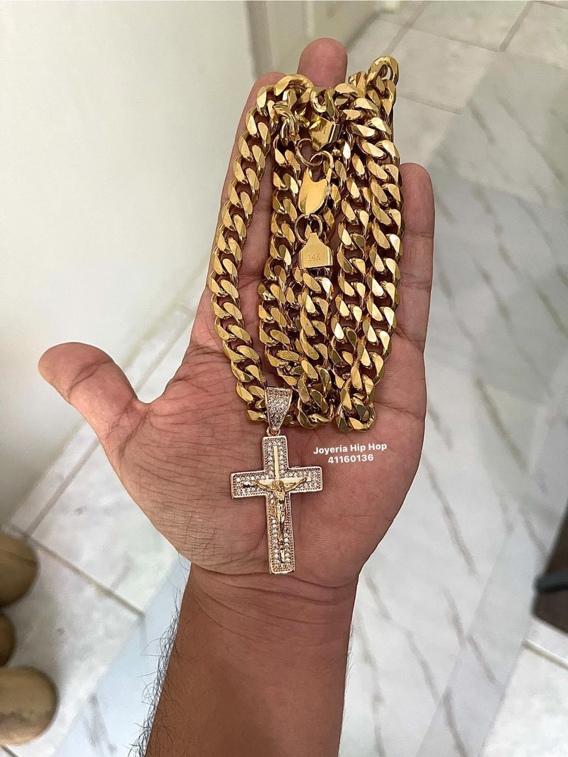 Cruz Cristo Premium con Cadena 14k