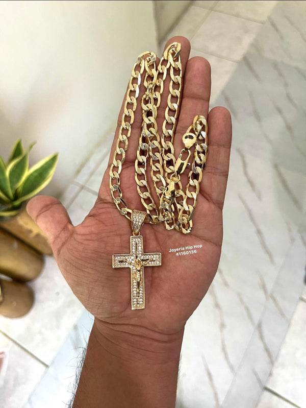 Cruz Cristo Premium con Cadena 14k