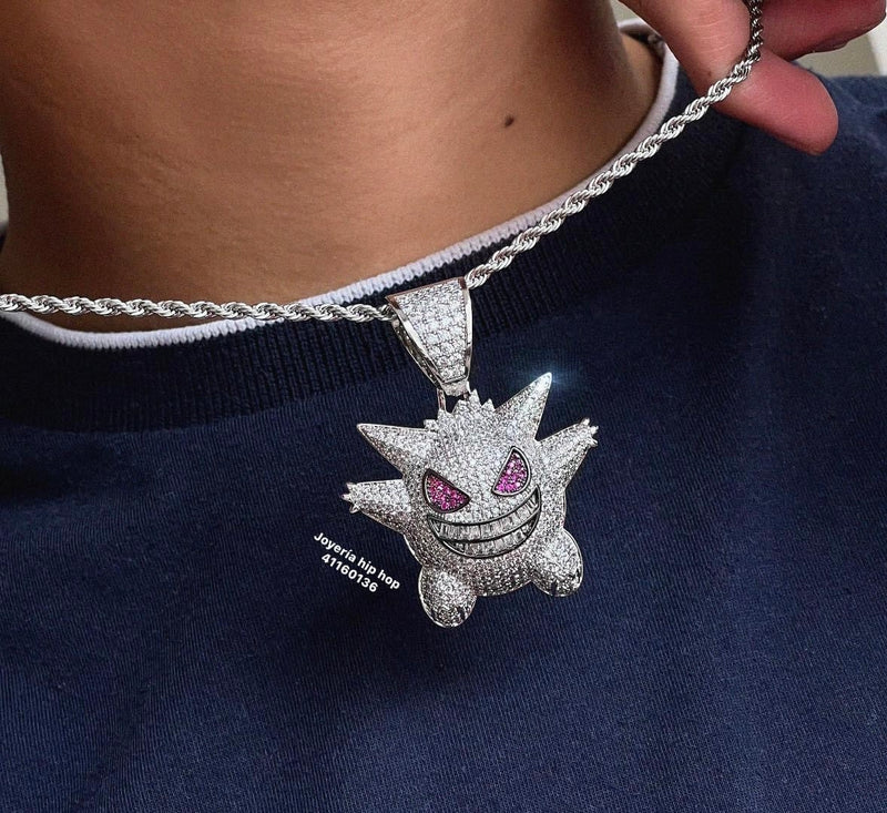 Dije Gengar Plateado con Cadena