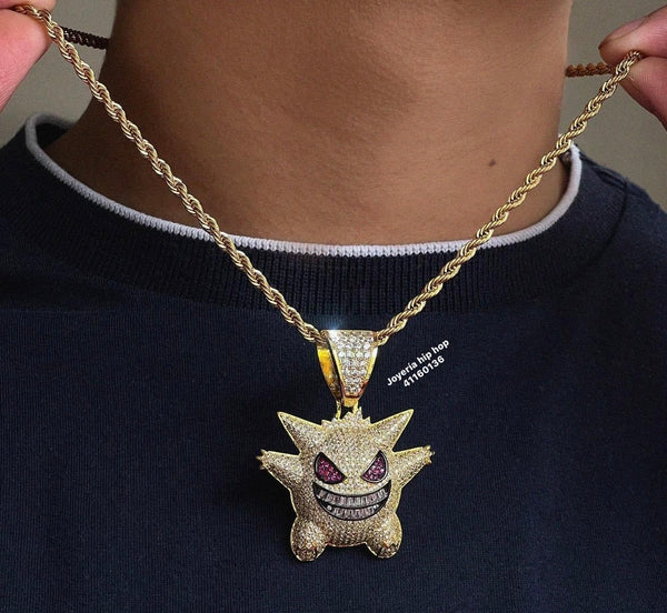 Dije Gengar Dorado con Cadena