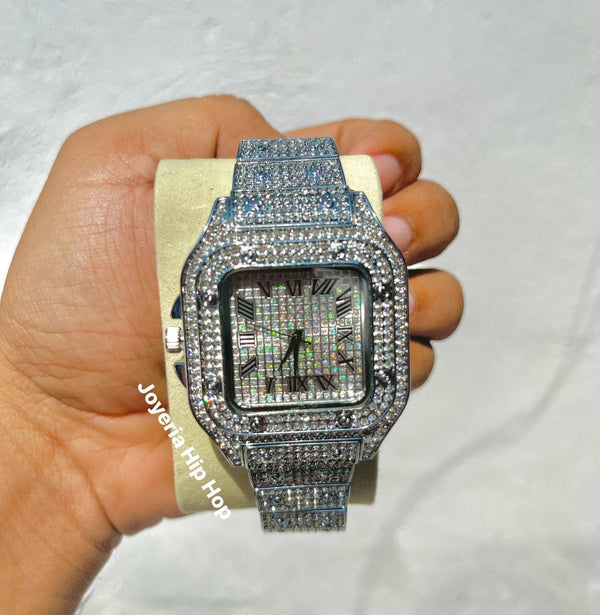 Reloj Diamantado N Plateado