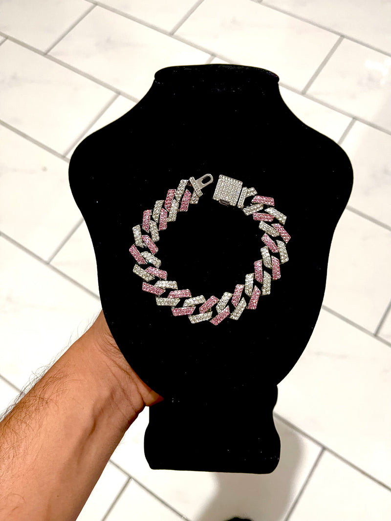 Combo Zig Zag Diamantado Plata Rosa